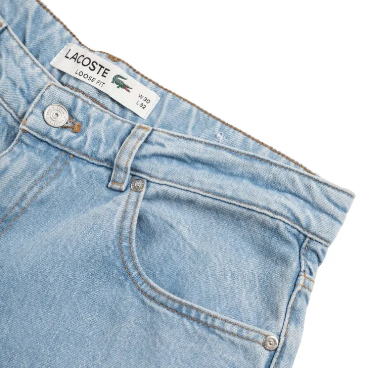 Lacoste Loose Fit Branded 5 Pocket Jeans
