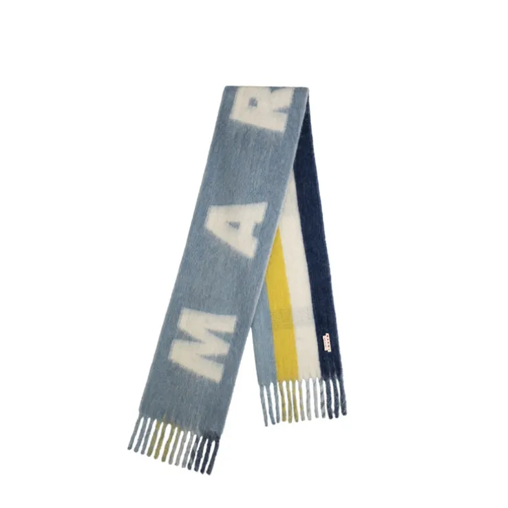 Marni Logo and Stripe Mohair Scarf