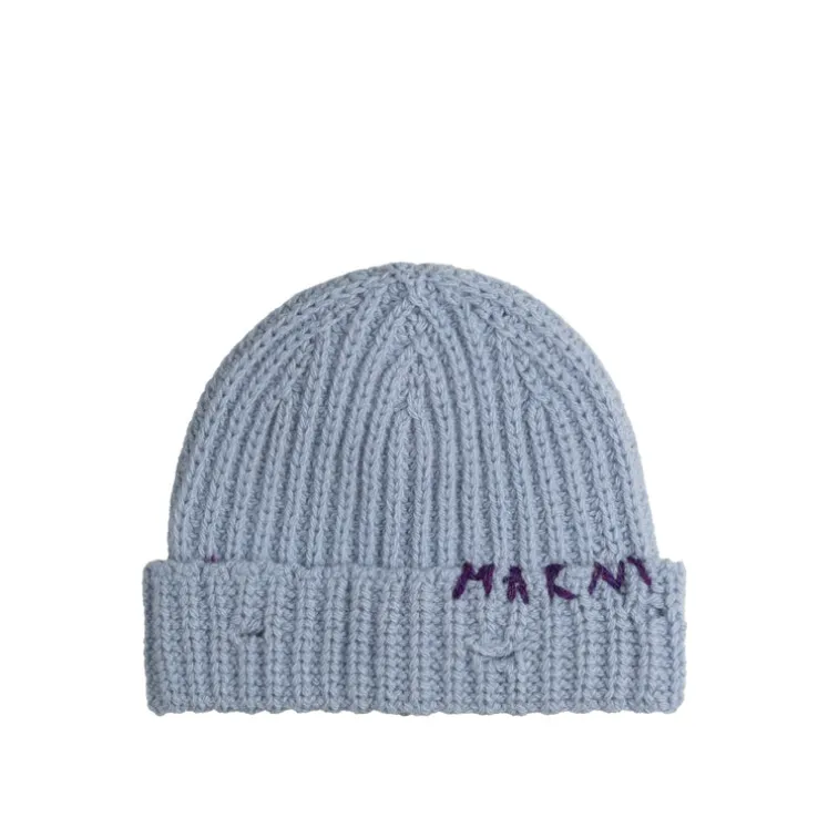 Marni Ribbed Beanie Whit Hand Stitched Logo