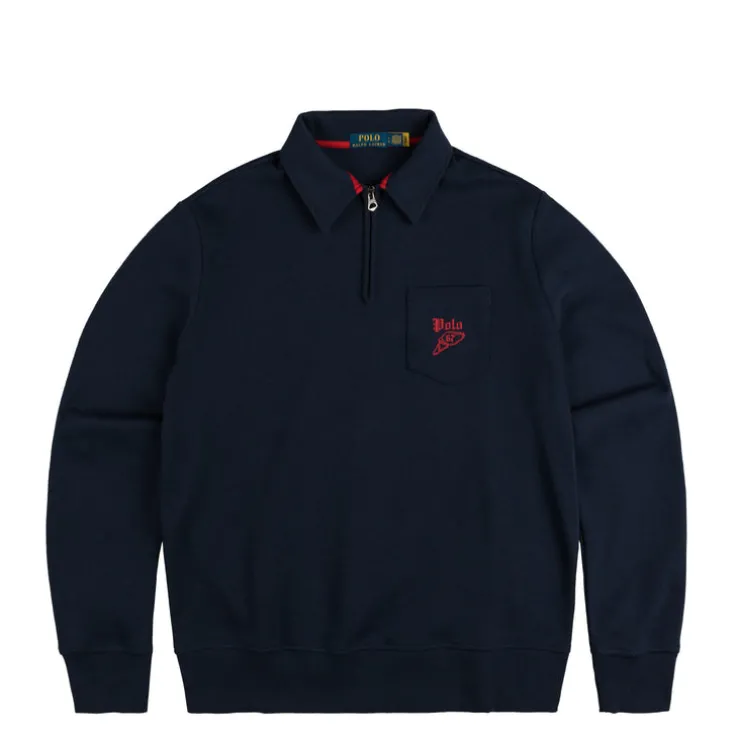 Polo Ralph Lauren Double-Knit Mesh Collared Sweatshirt